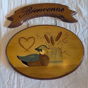 2/30$ Vintage Bienvenue Duck Wall Art - Brown, Blue, Yellow